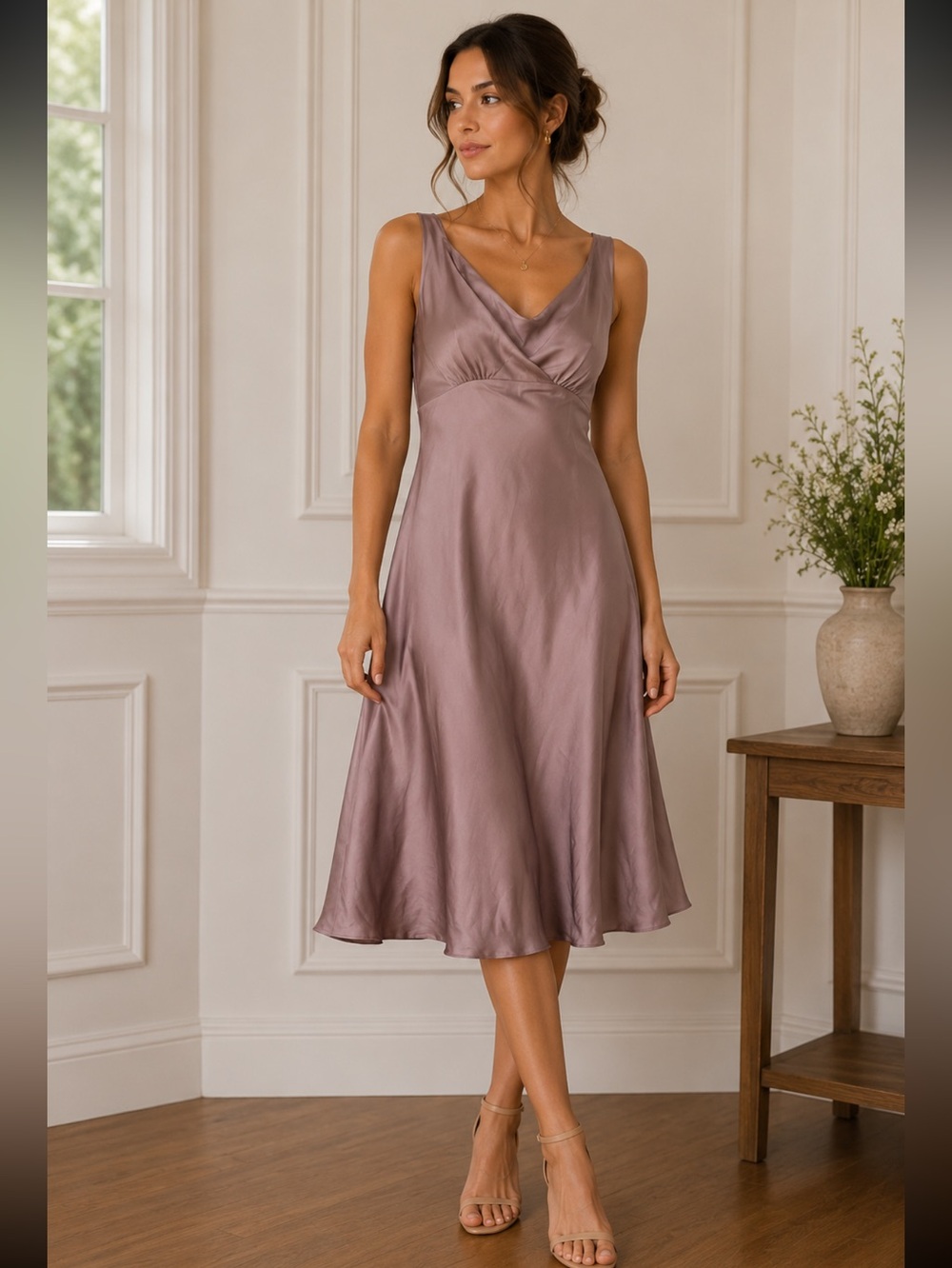J crewElegant Mauve Sleeveless slik Dress size 14